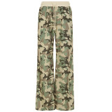 Women Casual Camouflage Long-Sleeved Hoodies and Pants Two-Piece Set