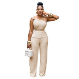 Women Solid Sleeveless Top and Pant Two-Piece Set