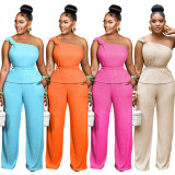Women Solid Sleeveless Top and Pant Two-Piece Set