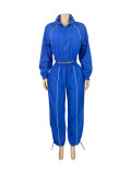 Women Contrast Colorblock Top and Wide-Leg Pants Two-Piece Set