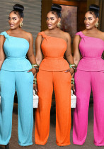 Women Solid Sleeveless Top and Pant Two-Piece Set