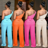 Women Solid Sleeveless Top and Pant Two-Piece Set