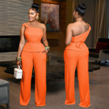 Women Solid Sleeveless Top and Pant Two-Piece Set