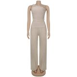 Women Solid Sleeveless Top and Pant Two-Piece Set