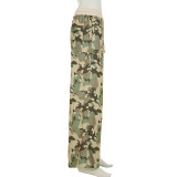 Women Casual Camouflage Long-Sleeved Hoodies and Pants Two-Piece Set