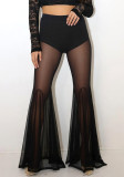 Women Fall Sexy See-Through Mesh Bell Bottom Pant