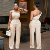 Women Solid Sleeveless Top and Pant Two-Piece Set