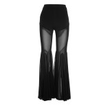 Women Fall Sexy See-Through Mesh Bell Bottom Pant