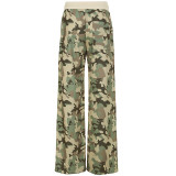 Women Casual Camouflage Long-Sleeved Hoodies and Pants Two-Piece Set