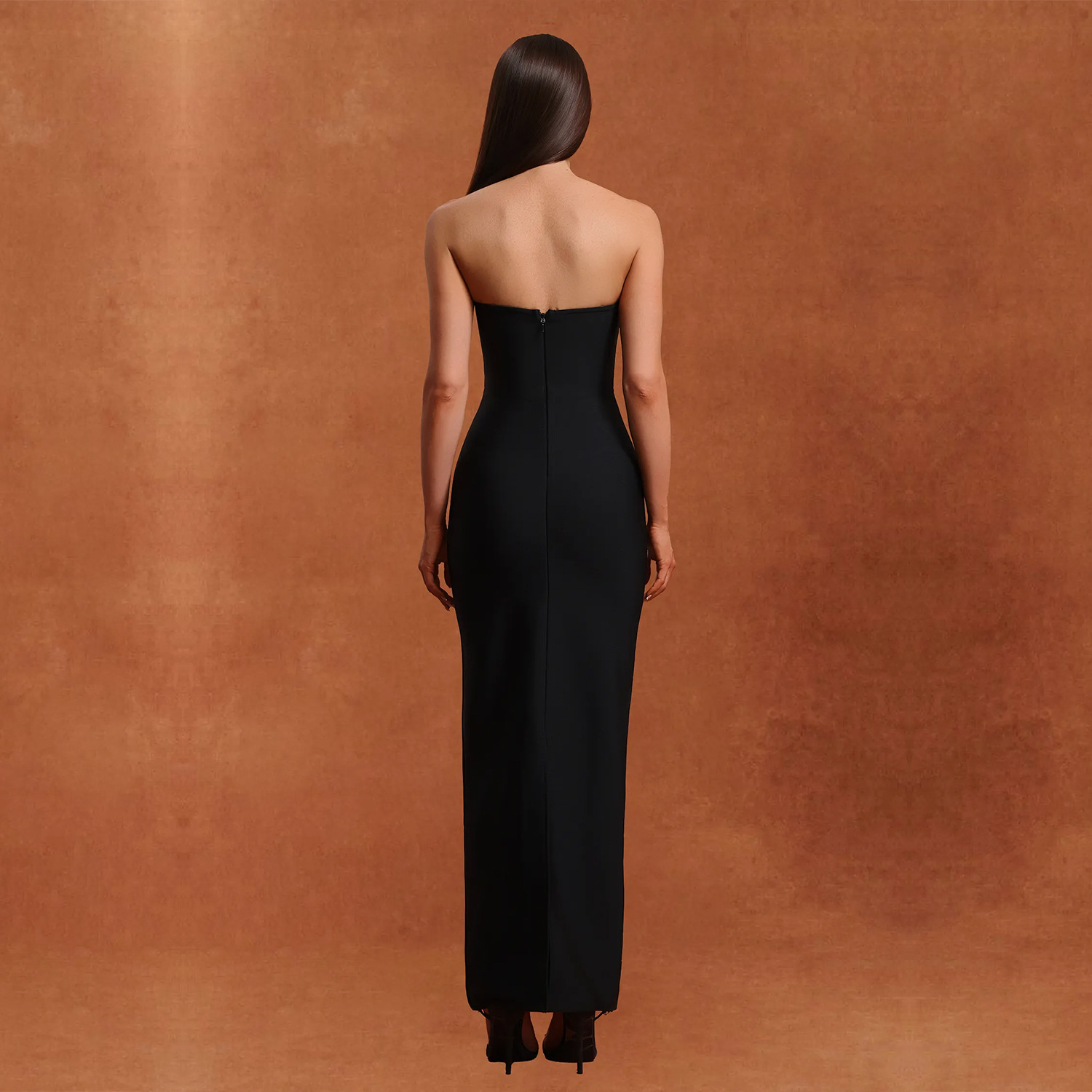 Women Sexy Strapless Beaded Backless Dress