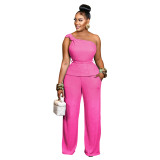 Women Solid Sleeveless Top and Pant Two-Piece Set