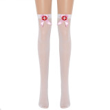Women Sexy Stockings Over-the-Knee Thigh Socks Bow Cross Fishnet Stockings Nurse Stockings