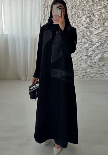 Spring Autumn Women's Color Block Loose Plus Size Long Dress