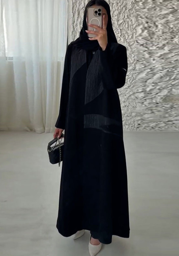 Spring Autumn Women's Color Block Loose Plus Size Long Dress