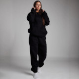 Women Fall/Winter Solid Hoodies with Eye Mask and Pants Two-Piece Set