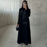 Spring Autumn Women's Color Block Loose Plus Size Long Dress