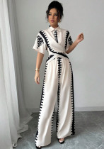 Women Autumn/Winter Printed Lace-Up Top and Pant Two-Piece Set Women Autumn/Winter Printed Lace-Up Top and Pant Two-Piece Set