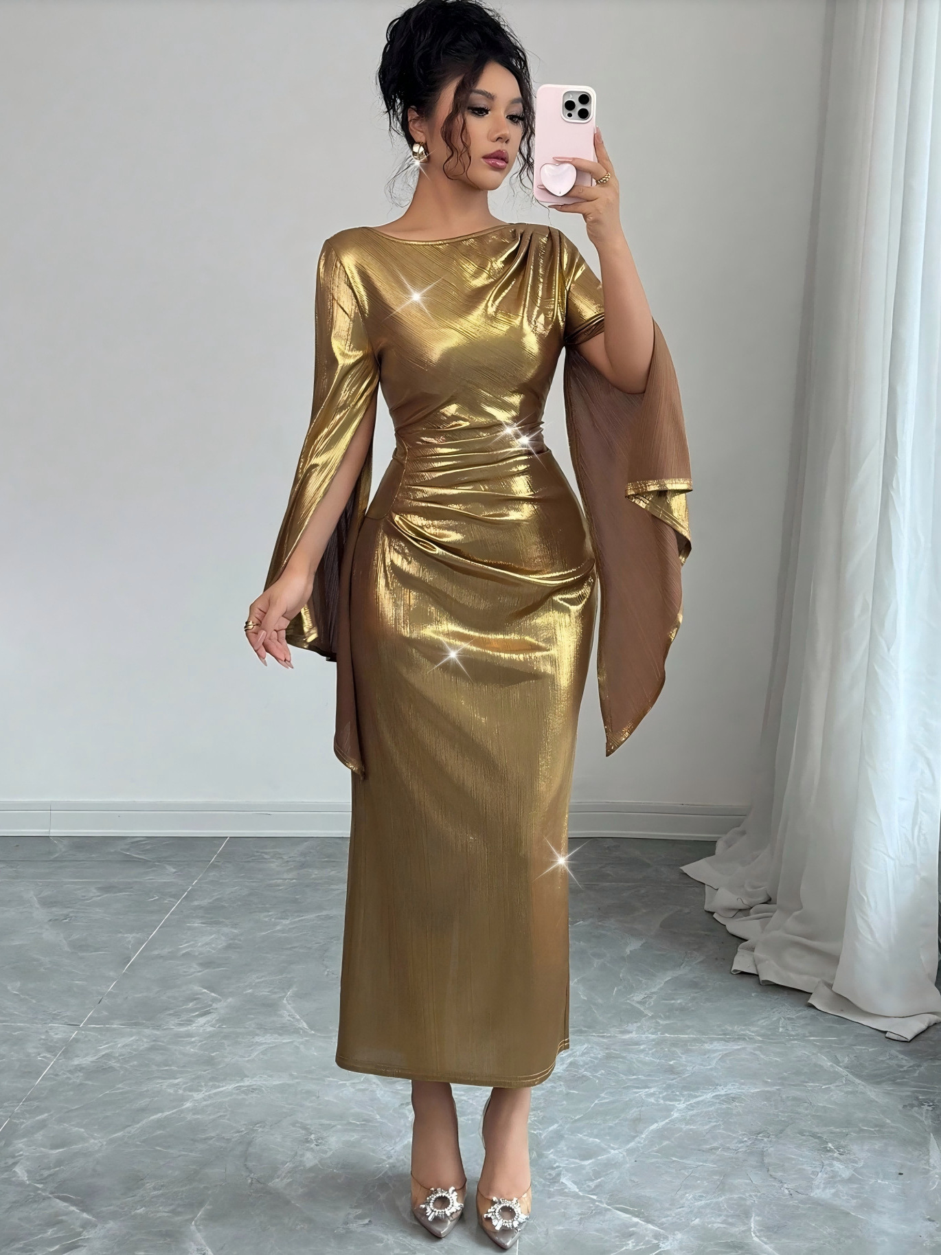 Women Sexy American Round Neck Maxi Dress