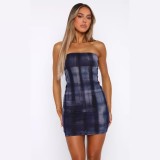 Women Printed Sexy Strapless Beach Bodycon Dress