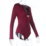 Women metallic sequin patchwork French V-neck bodysuit