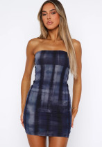 Women Printed Sexy Strapless Beach Bodycon Dress