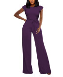 Sexy Solid Color Belted Women's Jumpsuit