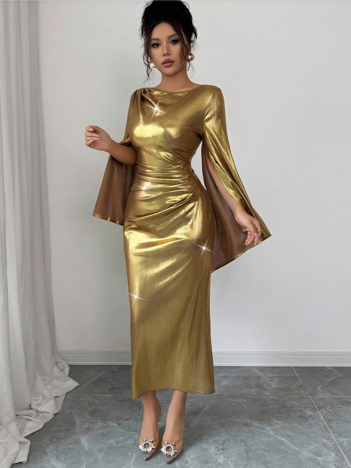 Women Sexy American Round Neck Maxi Dress