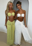 Summer Women's Sexy Strapless Top with Fitted Bodycon Skirt Two-Piece Set