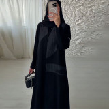 Spring Autumn Women's Color Block Loose Plus Size Long Dress