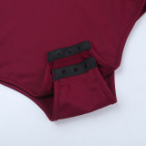 Women metallic sequin patchwork French V-neck bodysuit