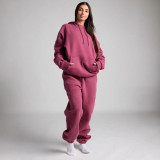 Women Fall/Winter Solid Hoodies with Eye Mask and Pants Two-Piece Set