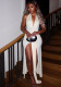Women's Sexy Deep V-Neck Halter Neck Low Back Lace-Up Slit Ruched Long Dress