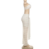Summer Women's Sexy Strapless Top with Fitted Bodycon Skirt Two-Piece Set