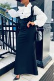 Plus-Size Women Solid Casual Suspender Skirt
