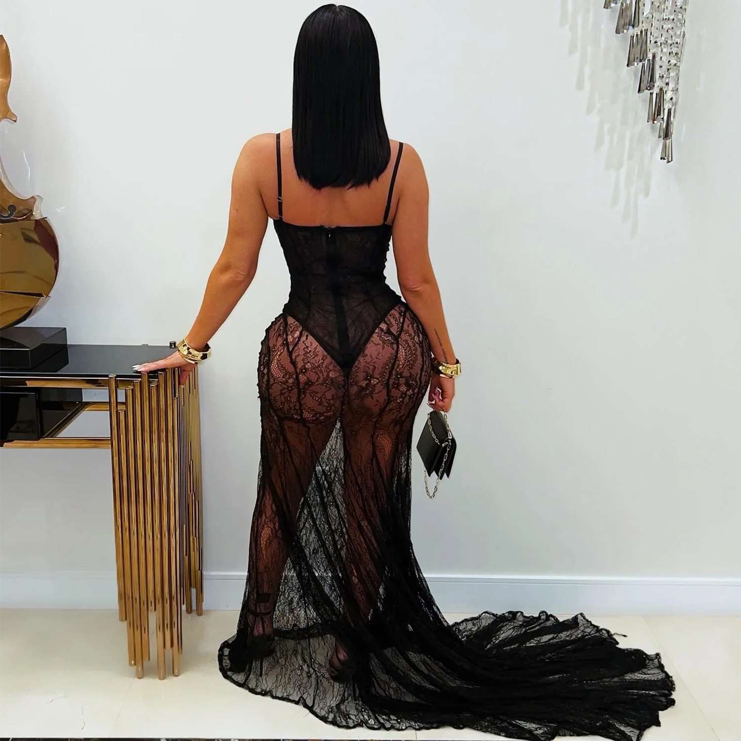 Women Sexy Strappy See-Through Dress