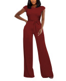 Sexy Solid Color Belted Women's Jumpsuit