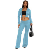 Women's Fashion Casual Solid Color Hooded Two Piece Pants Set