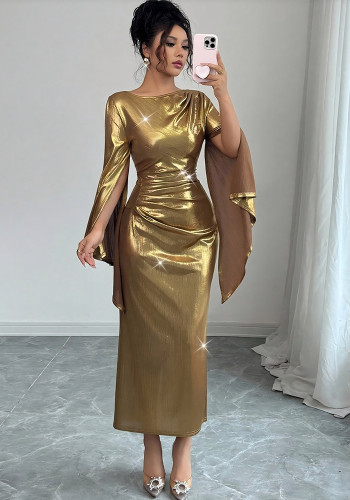 Women Sexy American Round Neck Maxi Dress