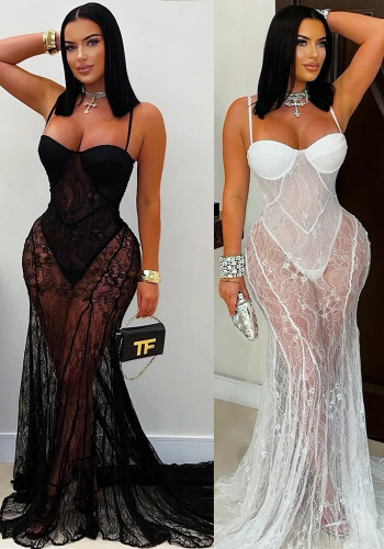 Women Sexy Strappy See-Through Dress