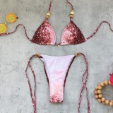 Women Printed Lace-Up Bikini Sexy Two-Piece Swimsuit