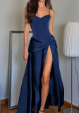 Women fall strappy slit sexy maxi dress