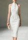 Women Summer Solid Halter Neck Sleeveless Off-Shoulder Pleated Dress