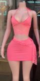 Fashion Women's Strappy Slim Lace See-Through Sexy Low Back Two Piece Skirt Set