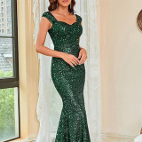 Women's Elegant Slim Strappy Solid Color Mermaid Long Dress