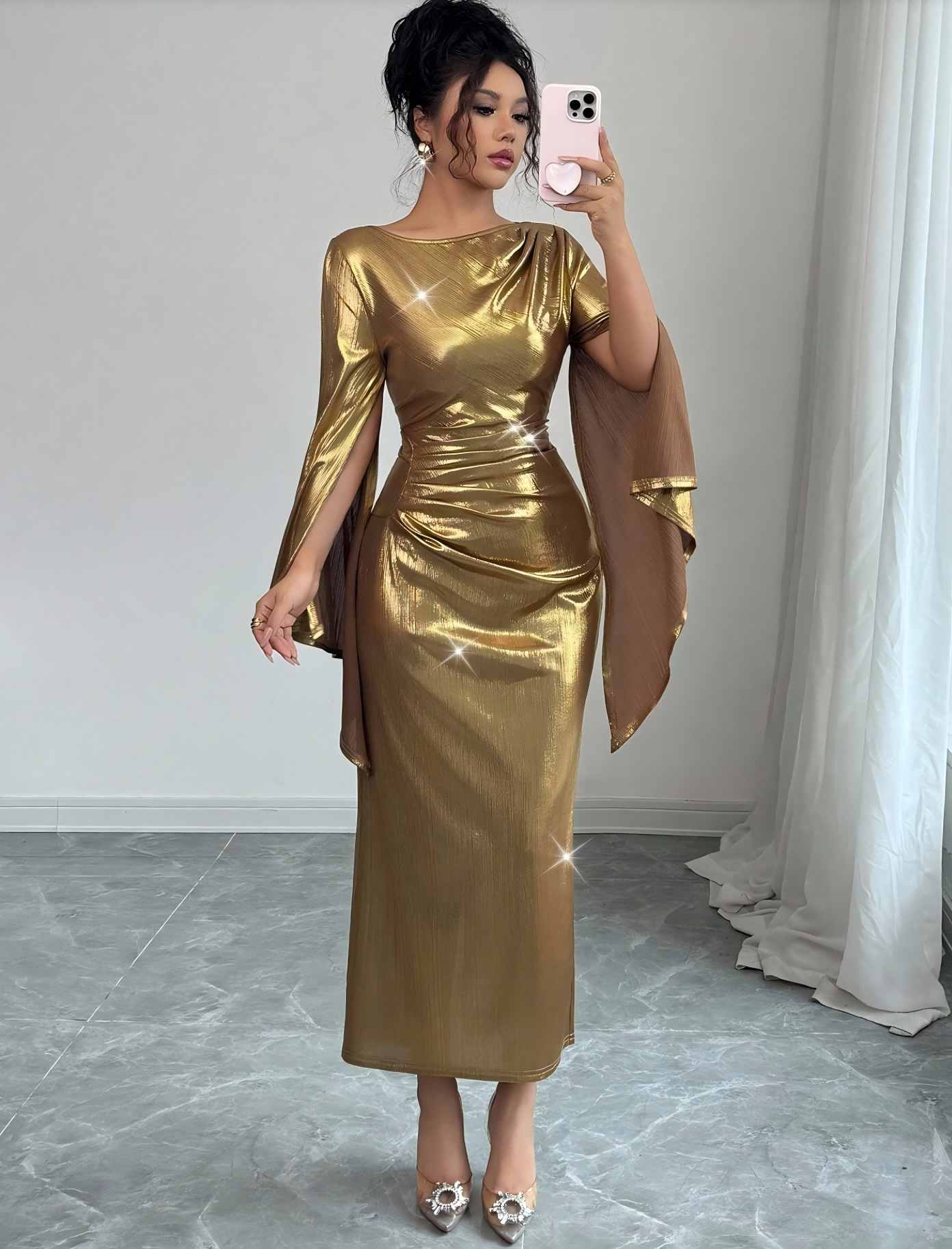 Women Sexy American Round Neck Maxi Dress