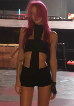 Sexy Slim Halter Neck Strapless Two-Piece Shorts Set Sexy Slim Halter Neck Strapless Two-Piece Shorts Set