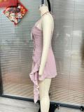 Women Summer Irregular Halter Neck Holiday Dress