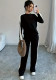 Long Sleeve T-Shirt and Pants Set Autumn Winter Women Color Block Patchwork Fashion Two-Piece Set