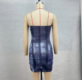 Women Printed Sexy Strapless Beach Bodycon Dress