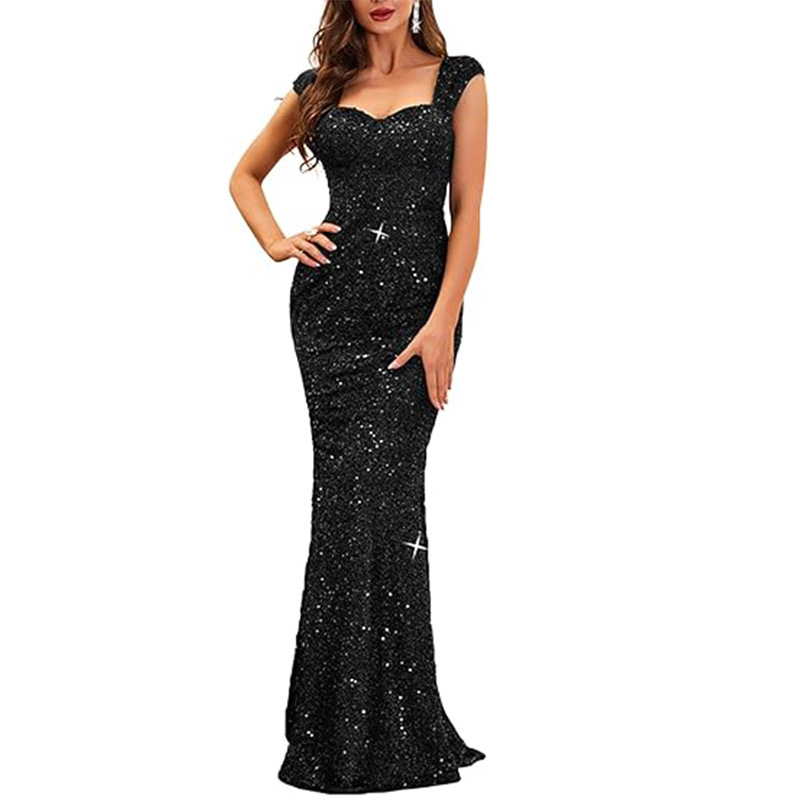 Women's Elegant Slim Strappy Solid Color Mermaid Long Dress